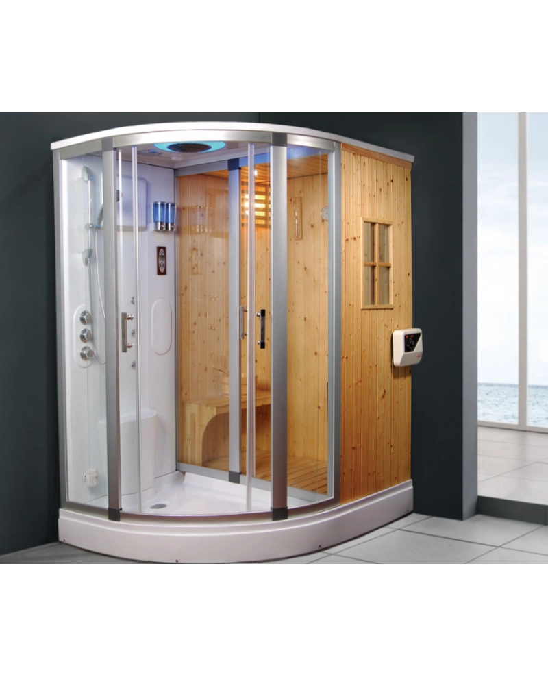 Cabina doccia idromassaggio e sauna finlandese bagno turco 170x130cm Sicorage Pretty