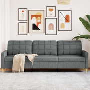 Divano a 3 Posti-Sofa 3 Posti Grigio Scuro 210 cm in Tessuto