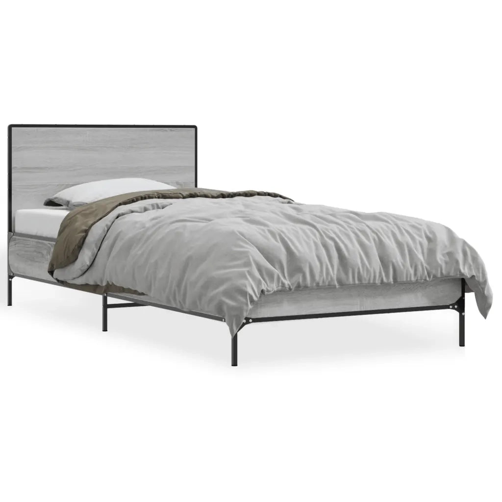 Giroletto-Struttura Letto Grigio Sonoma 100x200 cm Legno Multistrato e Metallo 580788