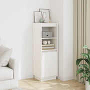 Credenza Bianca 37x34x110 cm in Legno Massello di Pino 813516