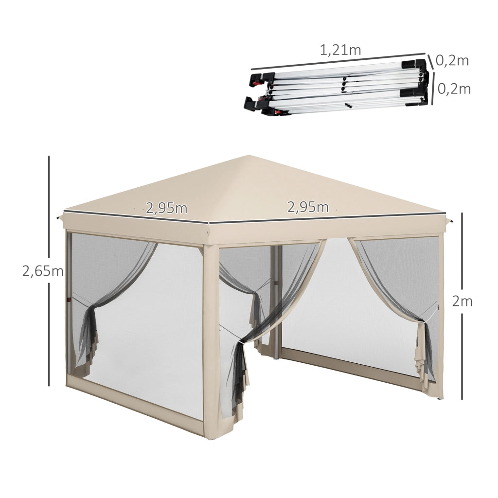 Gazebo da Giardino 3x3 m ¨C Minimal ¨C Beige Acciaio