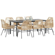 Set da Pranzo da Giardino 9 pz con Cuscini Polyrattan Vetro 3334575