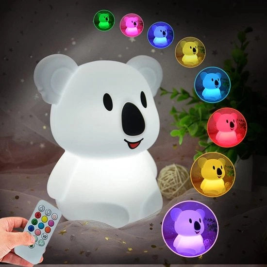 Lampada notturna per bambini - Lampada per lettino con materiale siliconico - Regolazione di luminosità e colore/orario