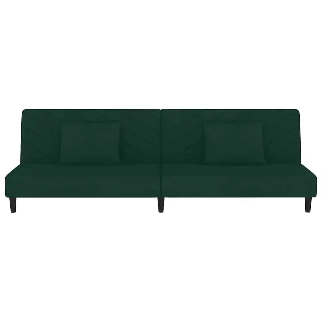 Divano Letto a 2 Posti con 2 Cuscini-Sofa Letto 2 Posti-Daybed Verde Scuro in Velluto 513538