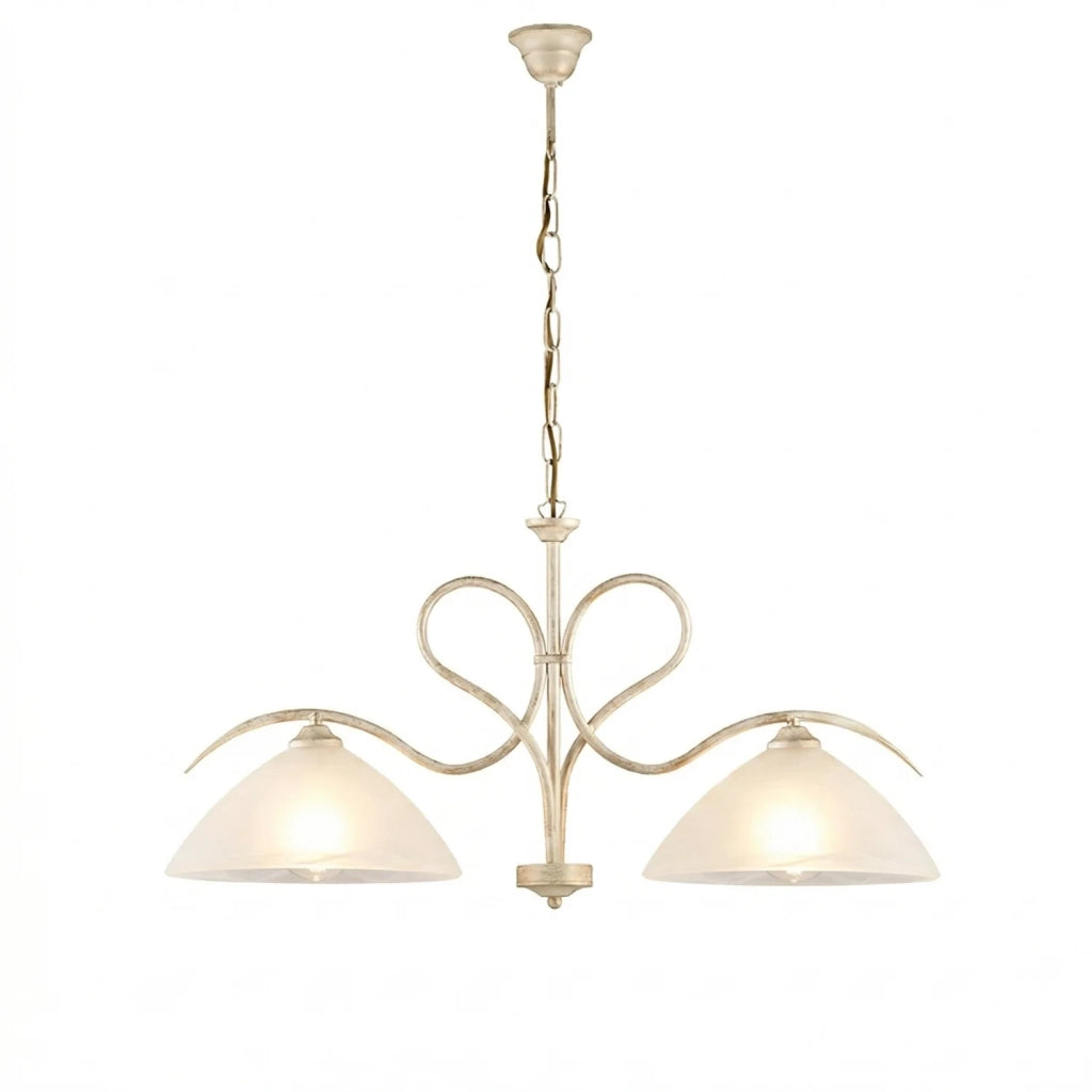 Lampadario Rustico Miranda 2 Luci Avorio e Bianco LuceArt Classic