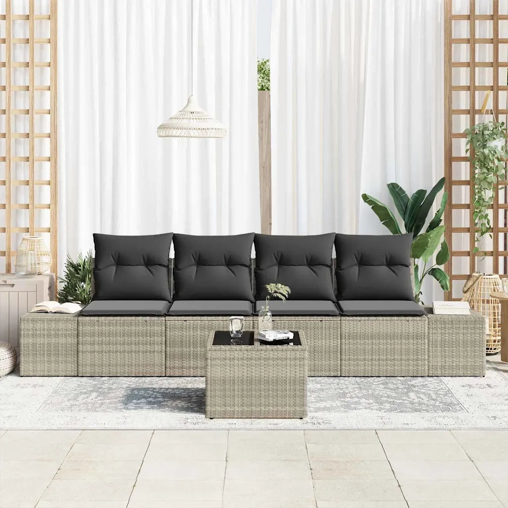 Set Divano da Giardino 5 pcs Grigio chiaro e grigio scuro 3355601