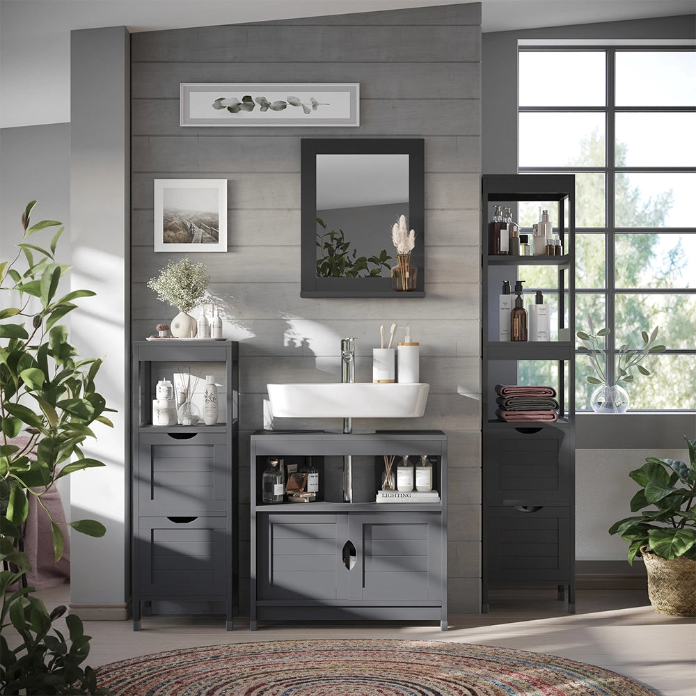 Vicco Set di mobili da bagno Grigio 3 parti