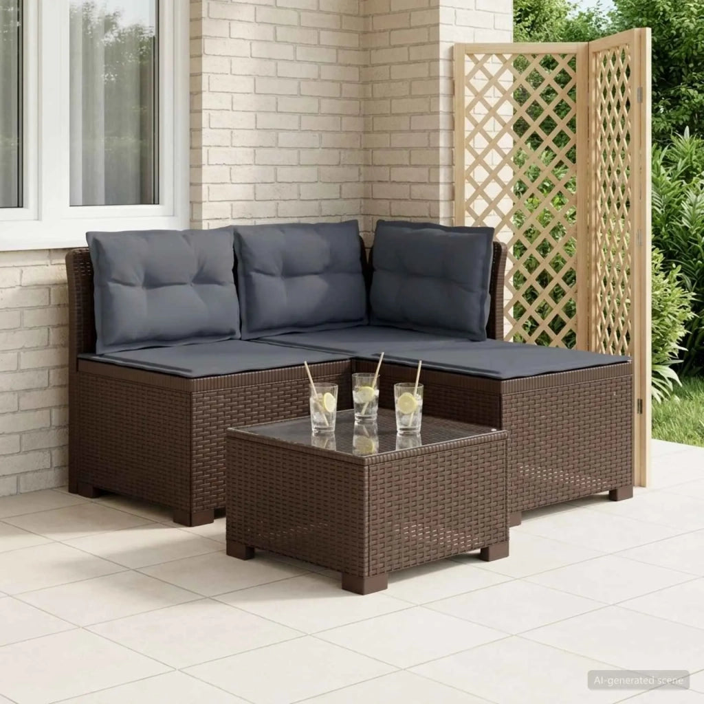 Divano da esterno-Divano da Giardino 3 posti con cuscini in look rattan PP 352463