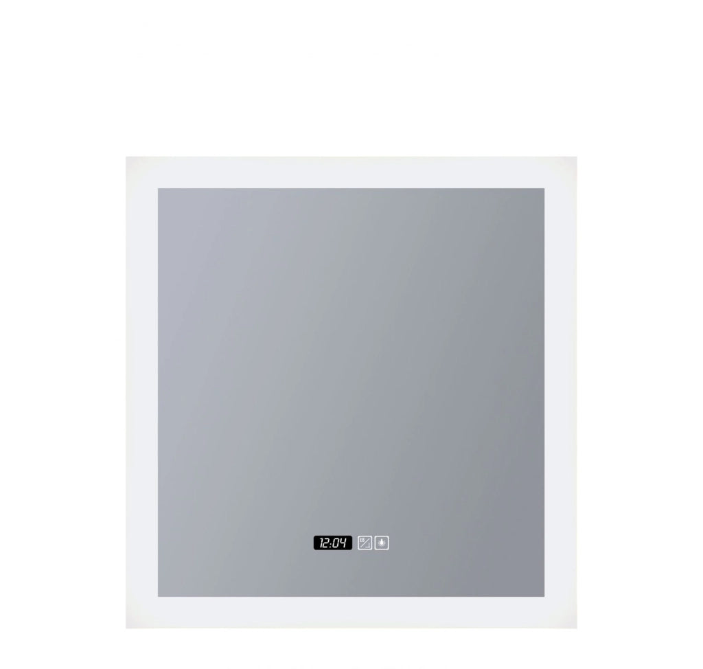 Specchio da bagno quadrato - Orologio digitale, antiappannamento