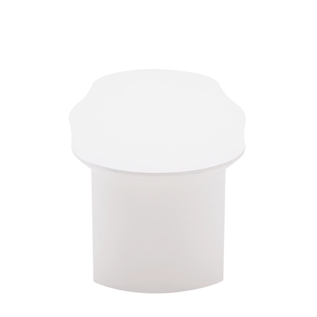 Tavolino basso in MDF laccato bianco con piano irregolare, struttura stabile, per soggiorno, 100 × 40-50 × 40.5 cm