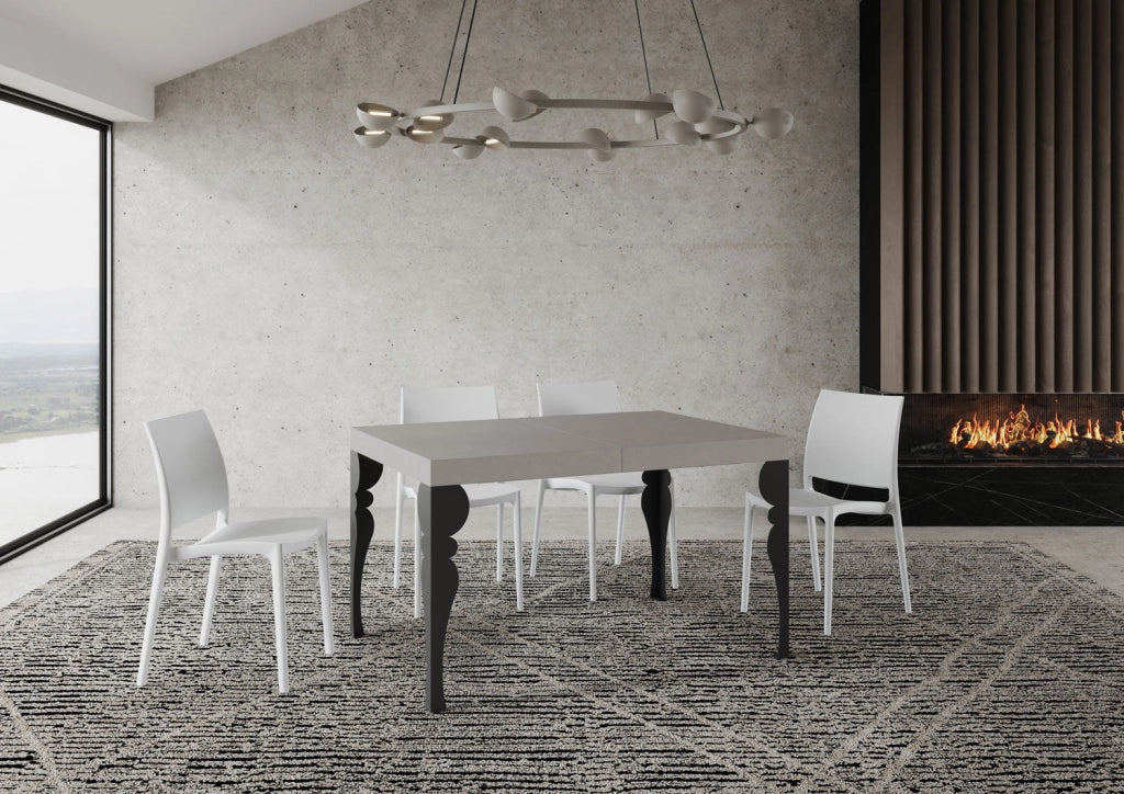 Tavolo allungabile 120/204x80 cm Paxon cashmere gambe antracite