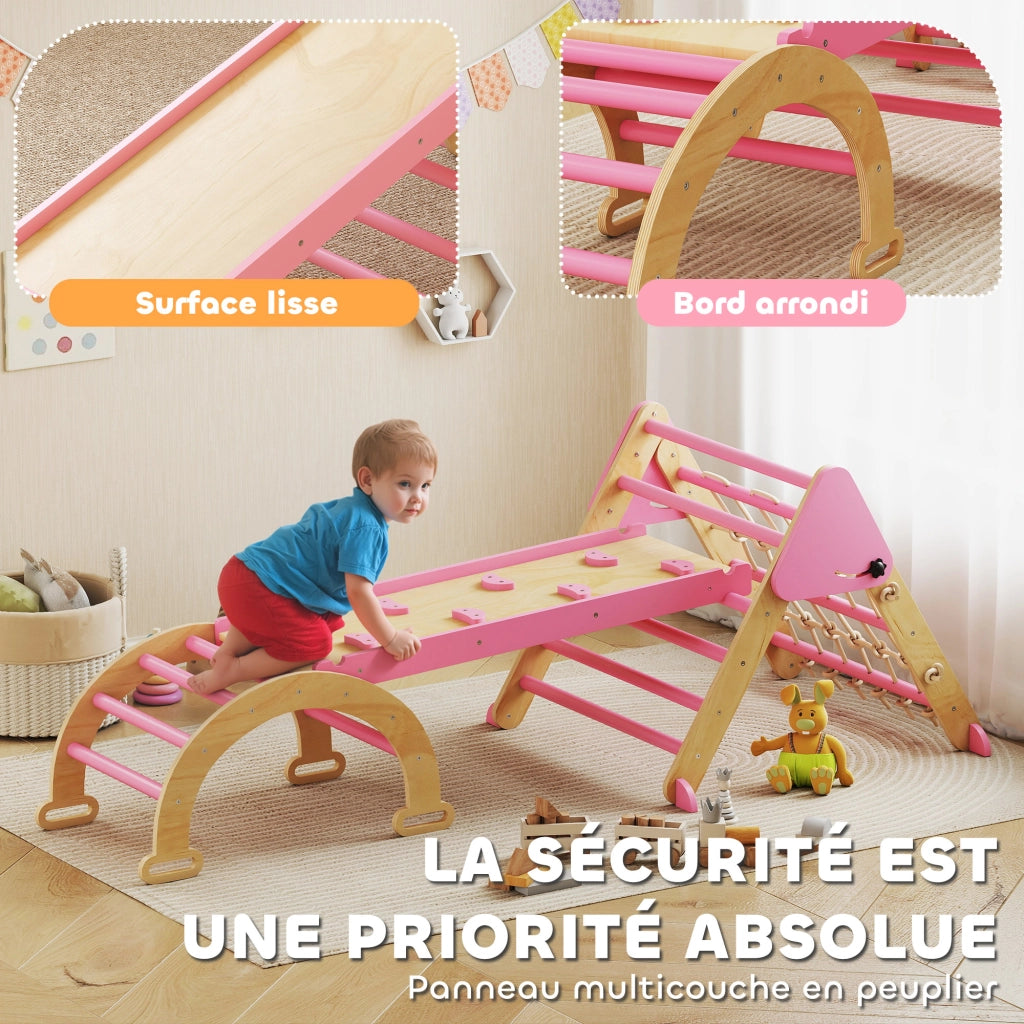 Casetta per bambini con scivolo e scala ¨C zephmum ¨C rosa, legno