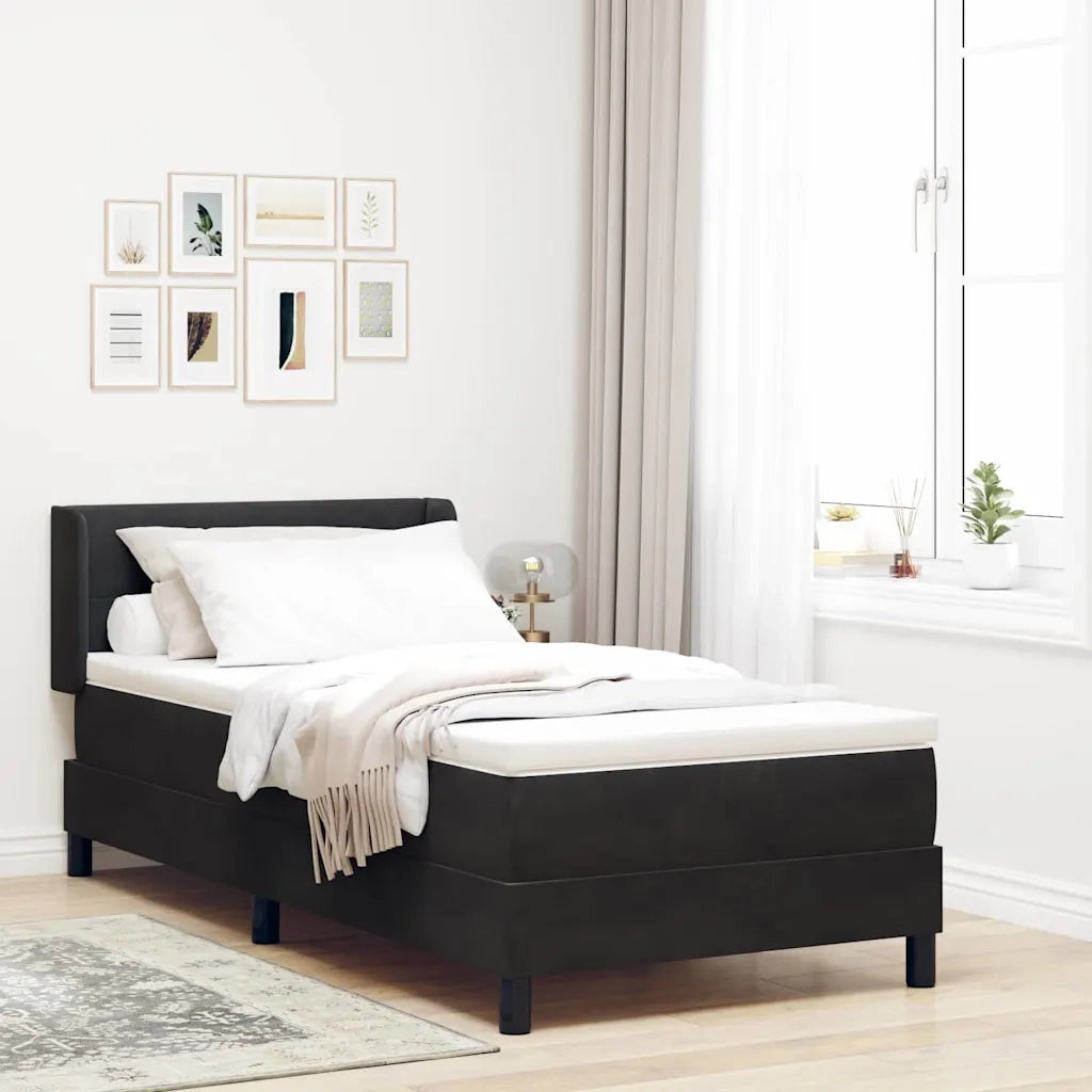 Letto a molle con materasso Nero 200 x 90 cm Poliestere