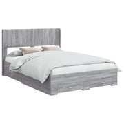 Letto da camera | Struttura del letto con stoccaggio e testata Sonoma grigio