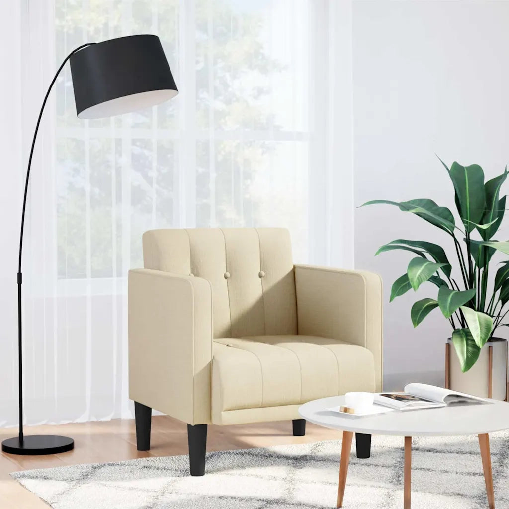 Divano Sedia con Braccioli-Poltrona-Sofa Relax Crema 53 cm in Tessuto