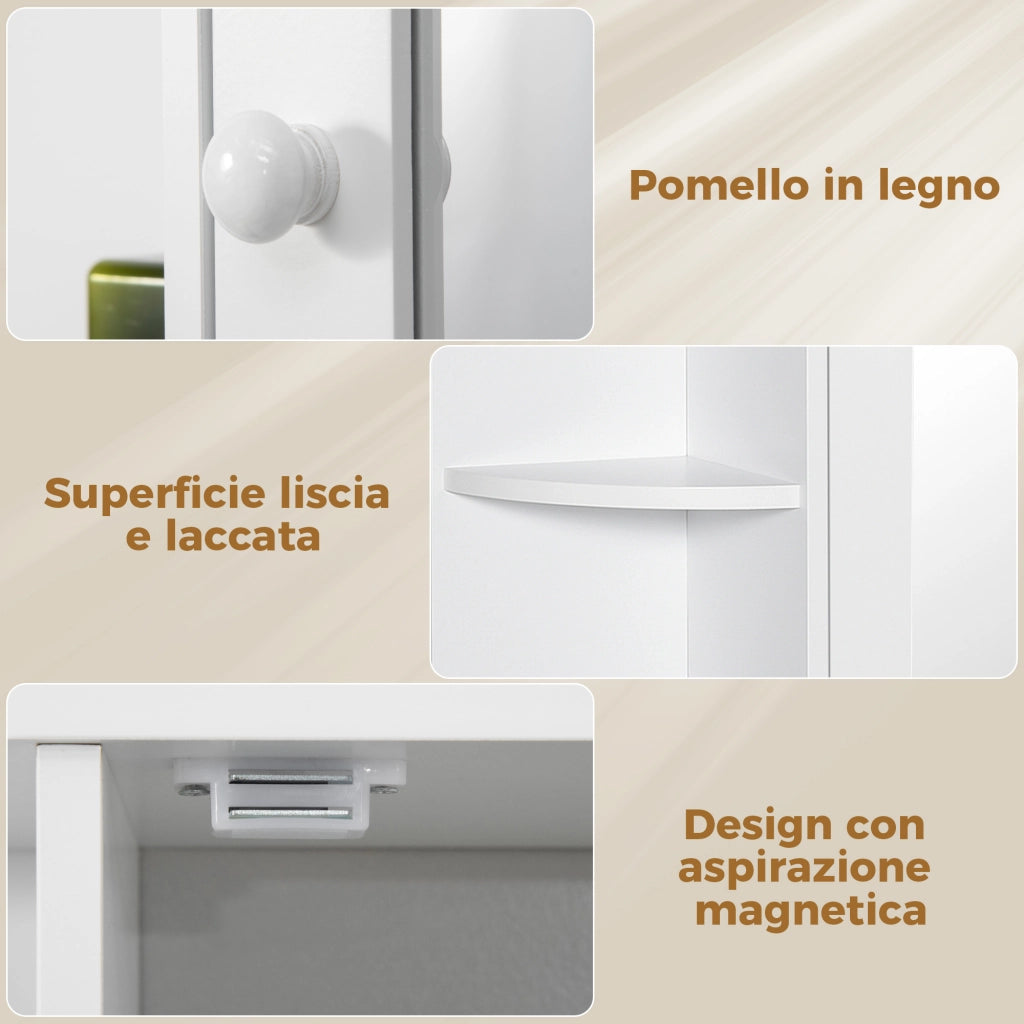 Mobile Bagno con Specchio e Ripiani ¨C Zephmum ¨C Bianco 66x17x63 cm