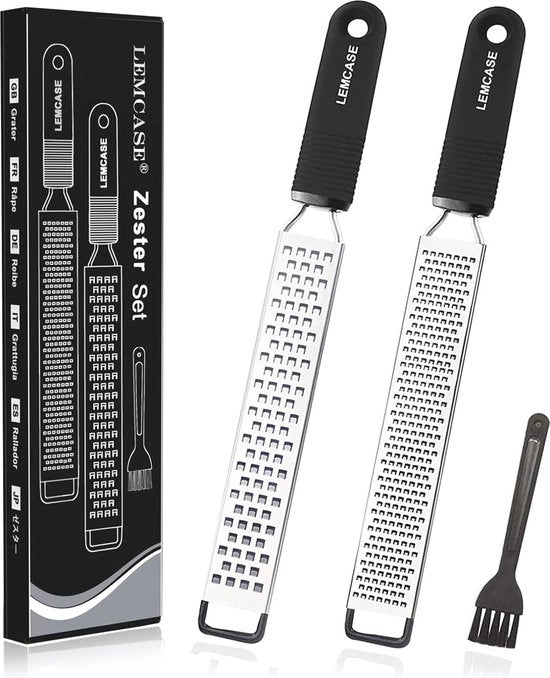 Set di Raspatore e Zester in Acciaio Inossidabile, Maniglia Ergonomica, Multifunzionale per Frutta, Verdure e Spezie