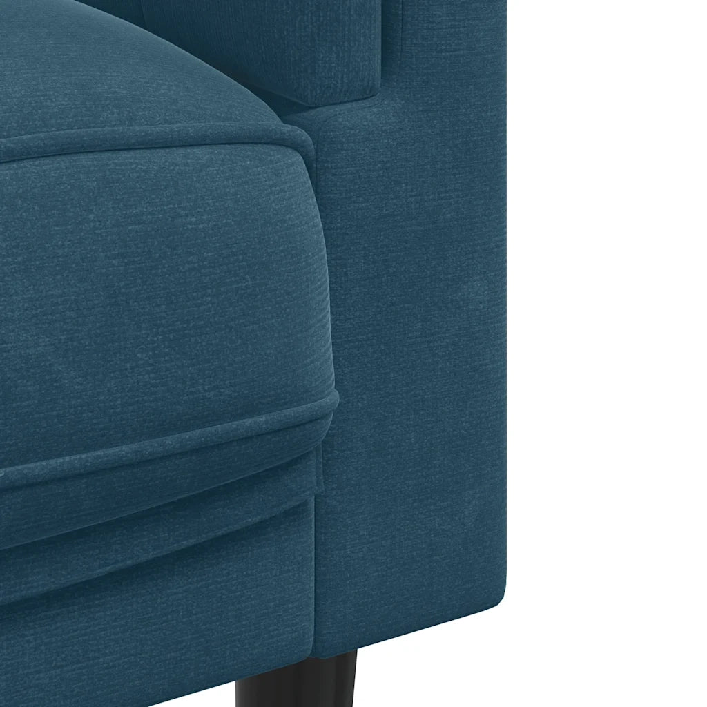 Set di Divani 3 pz con Cuscini Blu in Velluto