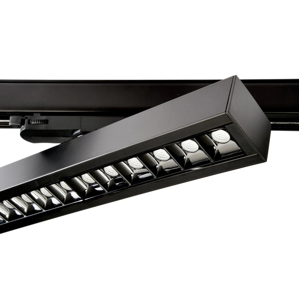 Faretto SPOT track binario trifase LED regolabile da 23W a 32W fascio stretto luce orientabile negozio vetrina 230V NERO 3000K