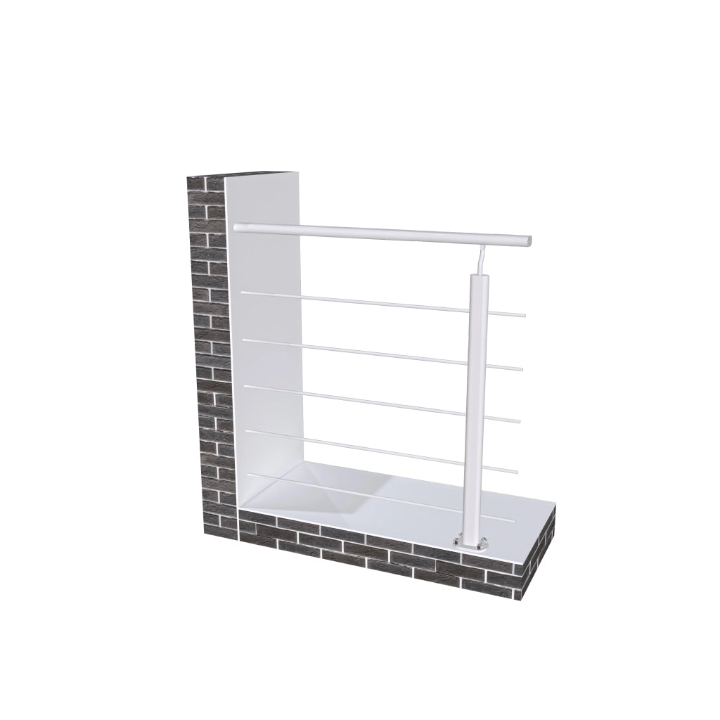 Ringhiera Parapetto in Alluminio Argento Opaco 100x100cm a Fissaggio a Pavimento, con supporto di collegamento a Parete