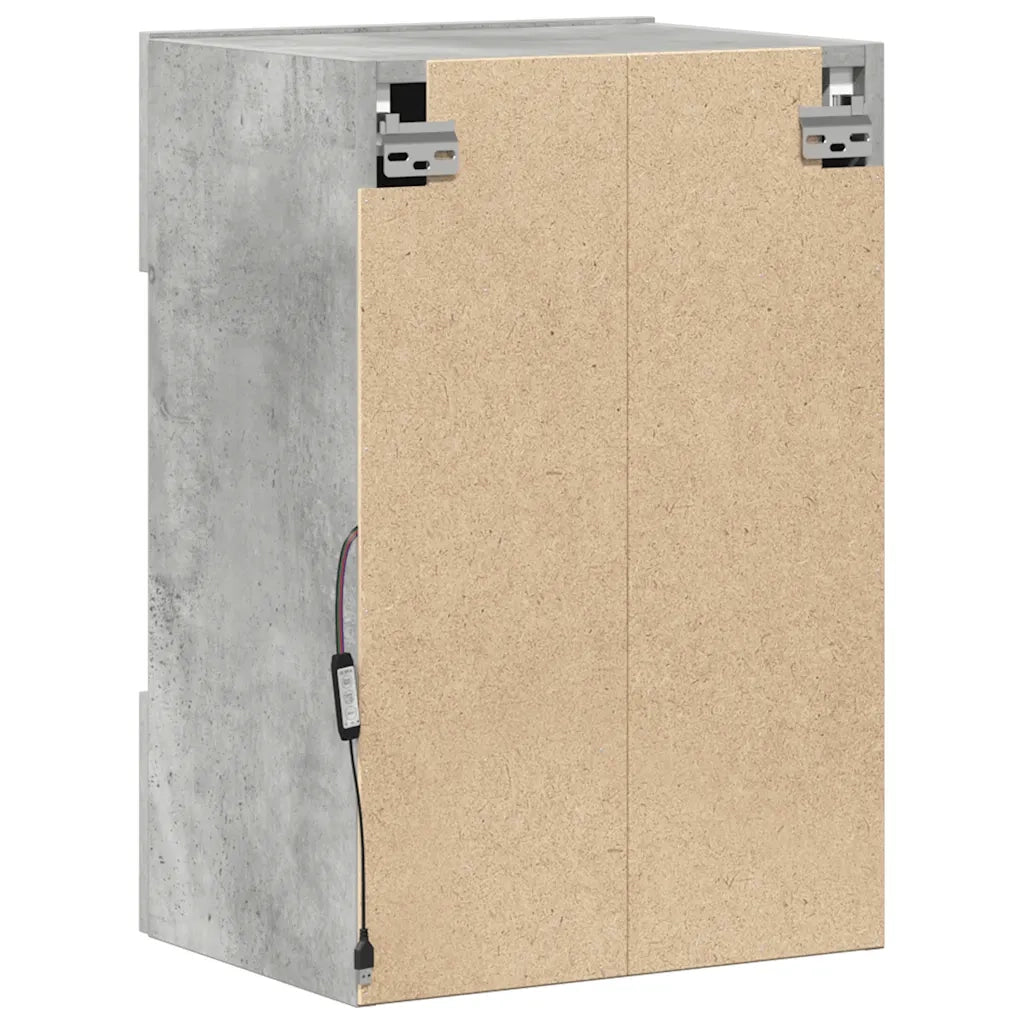 Mobili da parete con luci LED per TV 2pz | Armadietto TV | Mobile Porta TV Grigio Cemento 40x30x60,5cm