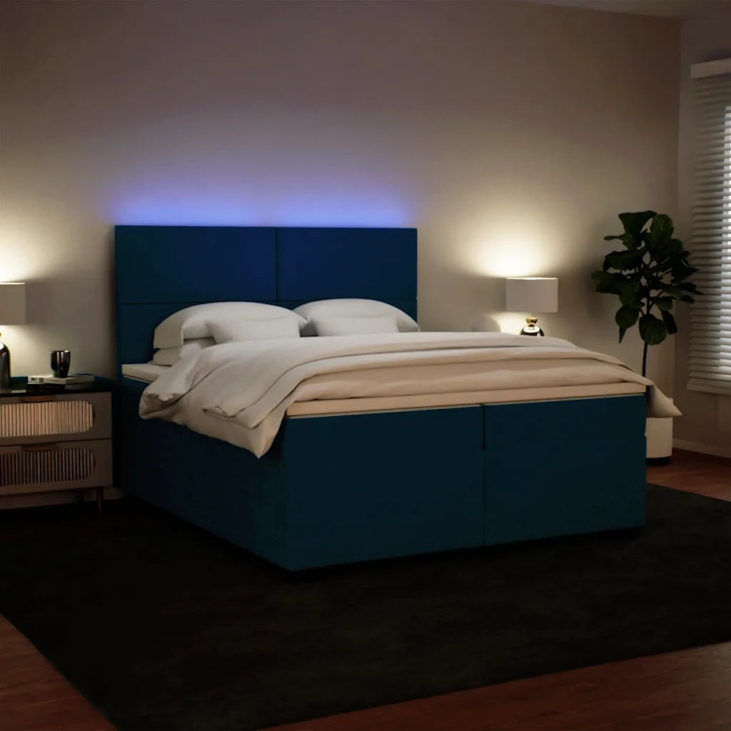 Giroletto a Molle con Materasso Blu 200x200 cm in Velluto 3293300
