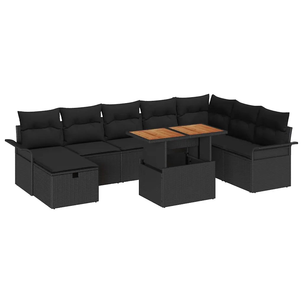 Set Divano da Giardino 9 pcs Nero polyrattan 3361261