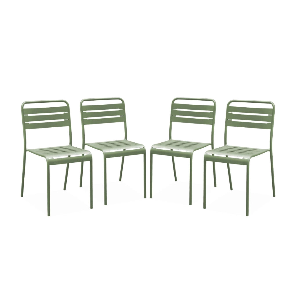set 4 sedie da giardino bistrot in acciaio, verde