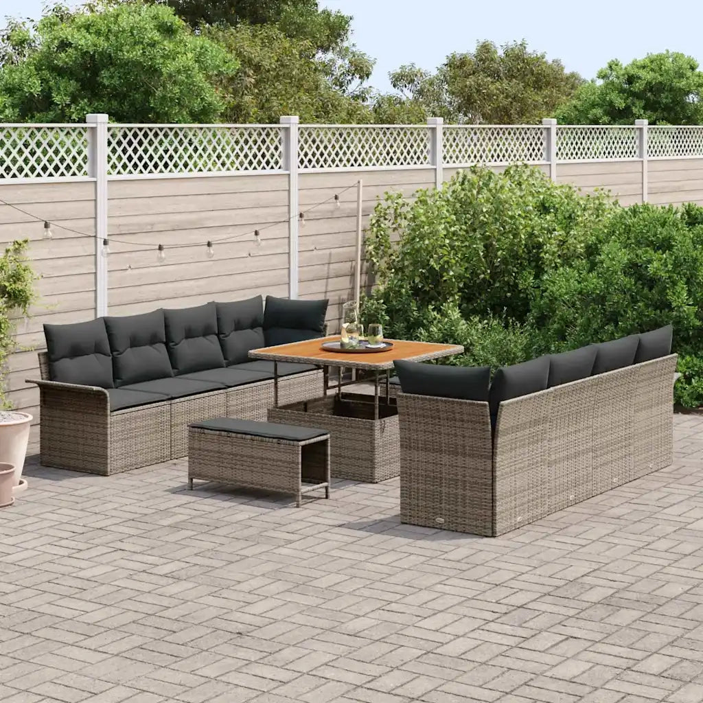Set Divano da Giardino con cuscino con cuscino 11 pcs Grigio