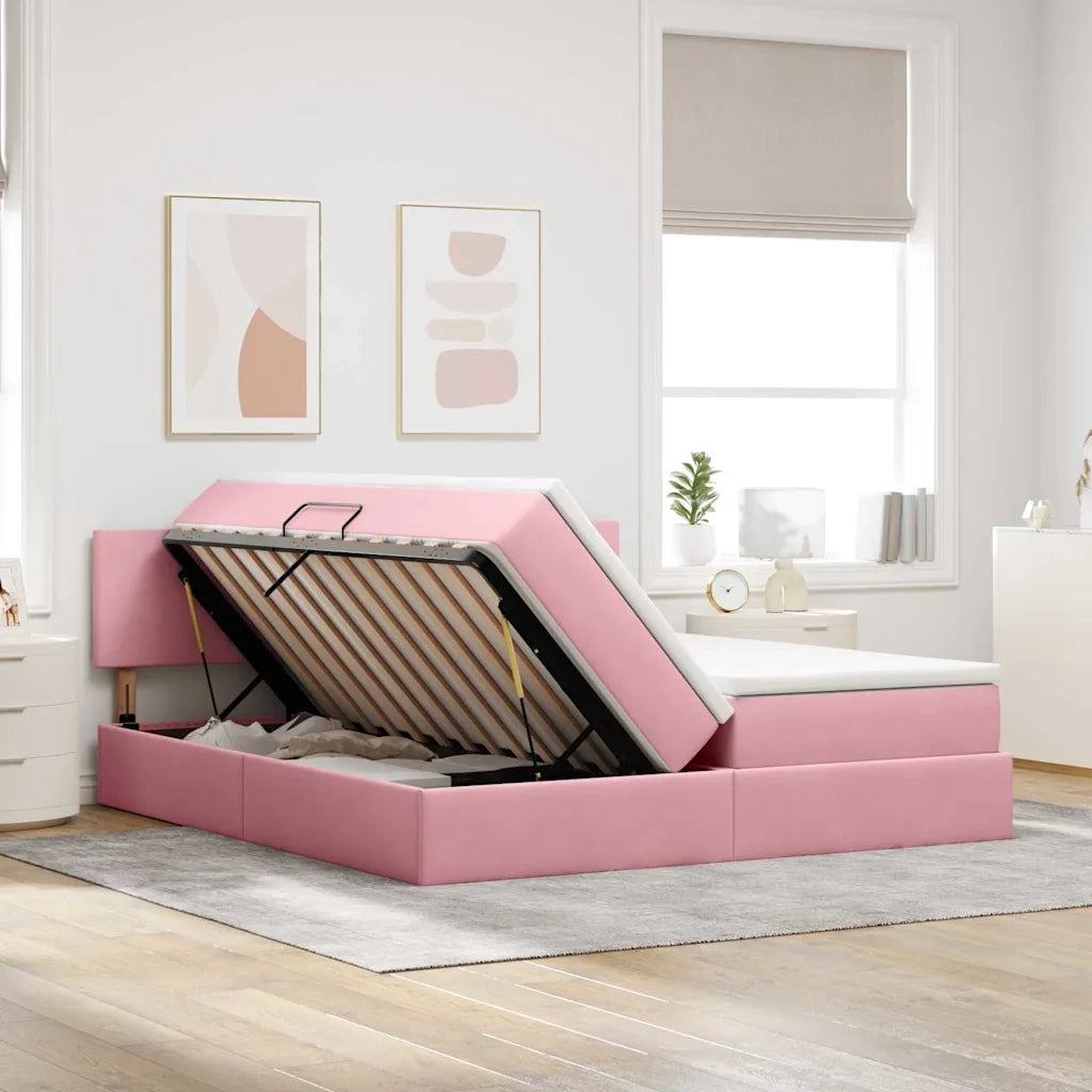 Letto con Contenitore con materasso Rosa 100 x 200 cm
