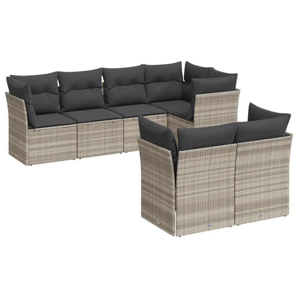 Set Divani da Giardino 7pz con Cuscini Grigio Chiaro Polyrattan 3249741