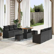 Set Divano da Giardino con cuscino con archiviazione 9 pcs Nero 3364169