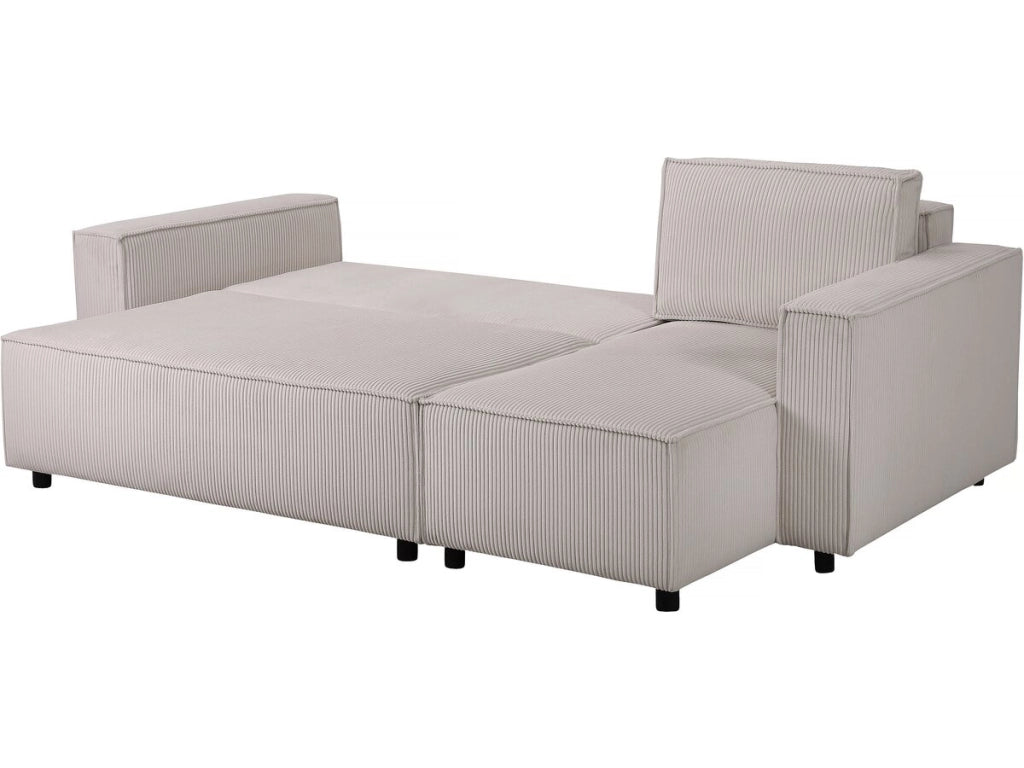 Divano angolare in velluto a coste "Montaigne S" - 3 posti - Beige