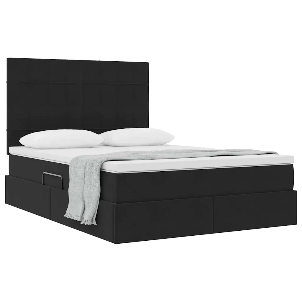 Letto con contenitore e materasso Nero 140 x 200 cm Velluto 3372035