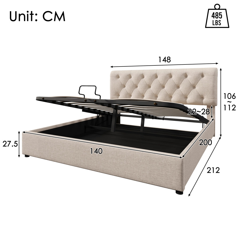 letto imbottito lino naturale 140x200 cm