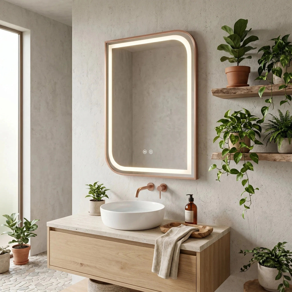 Specchio Led Zone 70x50 Brush Rose Gold