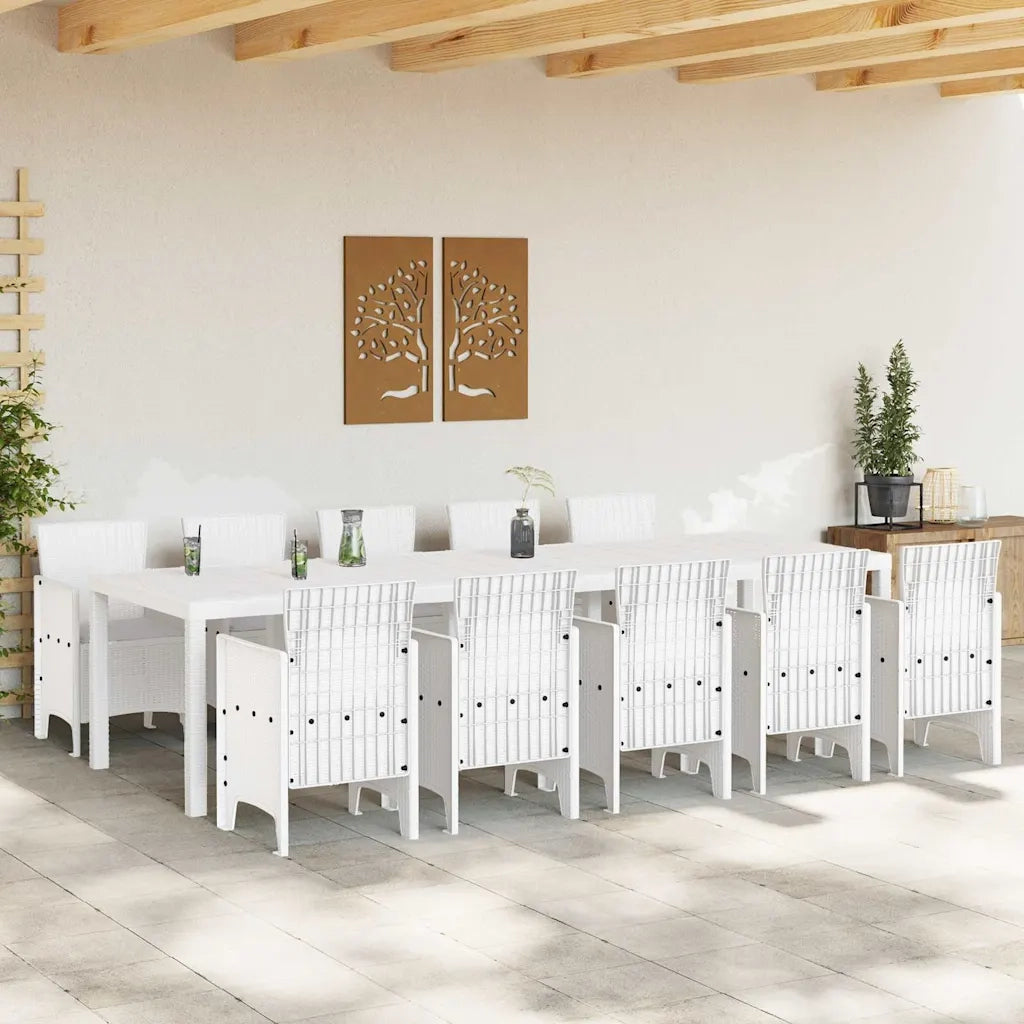 Set da Pranzo per Giardino 11 pcs Bianco e Grigio chiaro