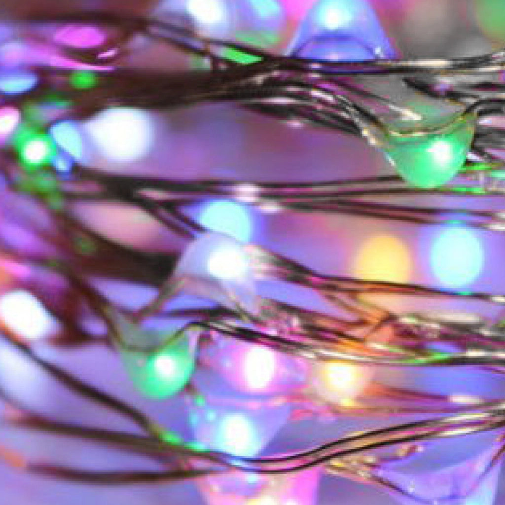Catena 100 led da 10mt su filo rame a batteria luce multicolore con telecomando