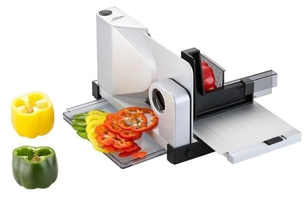 Ritter 521000 Icaro 7 Affettatrice Elettrica Universale in Metallo Pieno con Motore ECO 65 W Lama da 17 cm Taglio fino a 14 mm Base Ribaltabile colore Argento metallico
