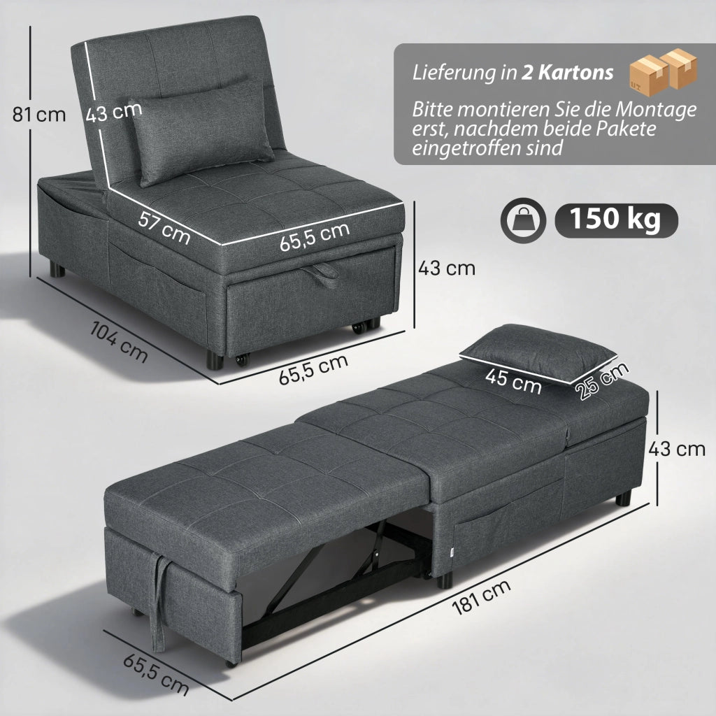 Divano letto imbottito ¨C Zephmum ¨C Grigio