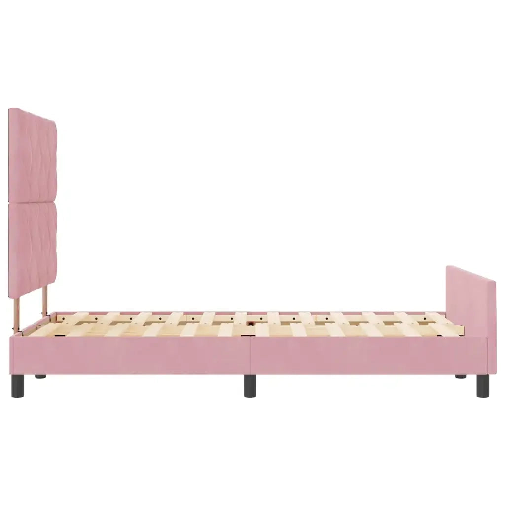 Letto a molle con testiera Rosa 120 x 200 cm Velluto 3345004