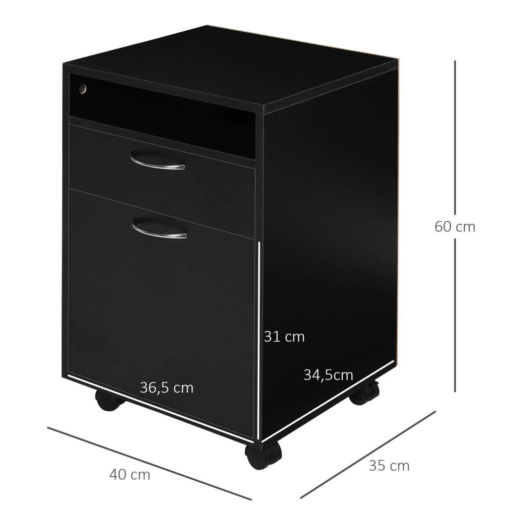 Cassettiera Container con Cassetto e Ripiano ¨C Minimal ¨C 40x60 cm Nero