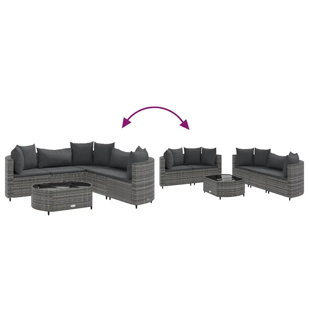 Set Divano da Giardino 6 pz con Cuscini Grigio in Polyrattan 3308418
