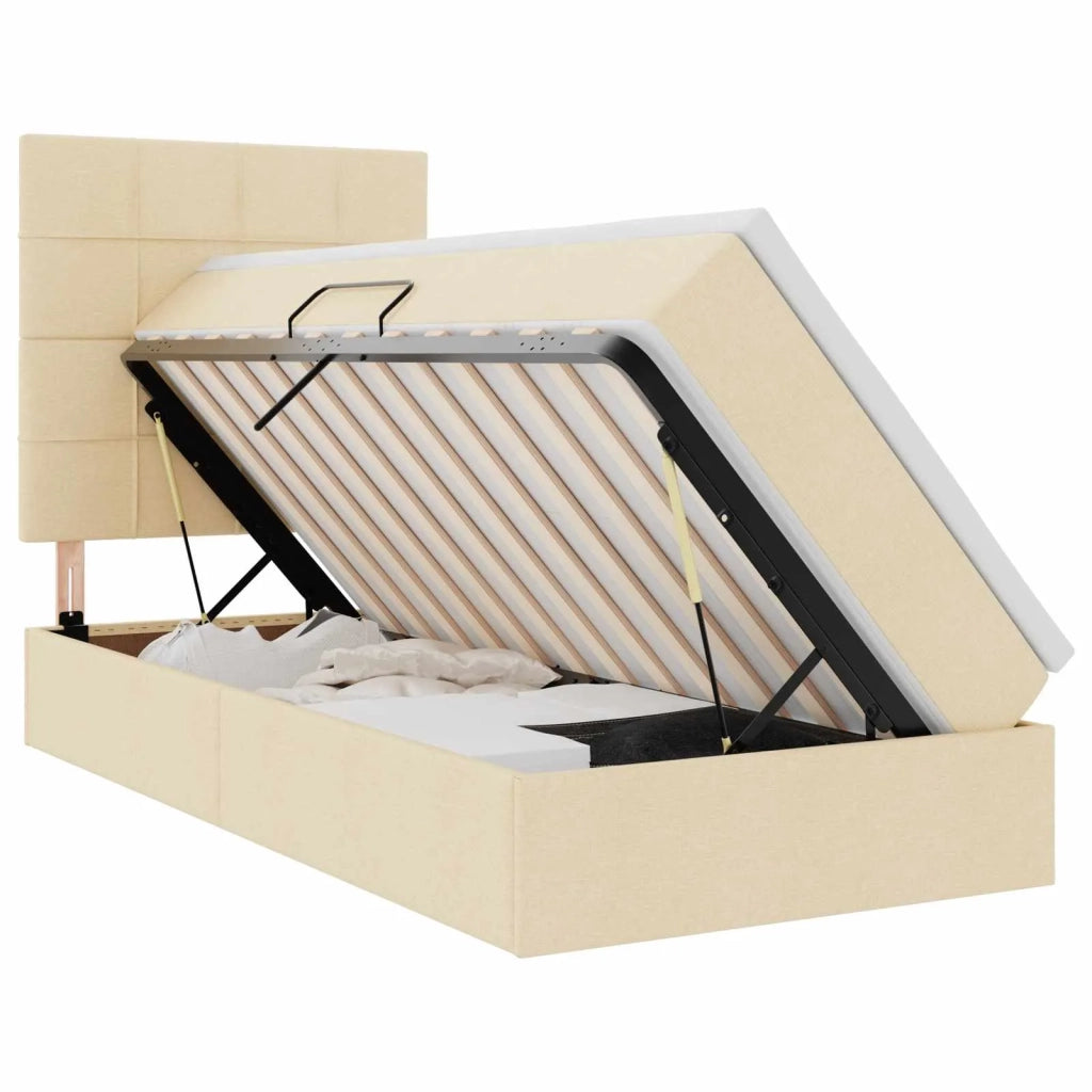 Letto con contenitore e LED Crema 100 x 200 cm Poliestere