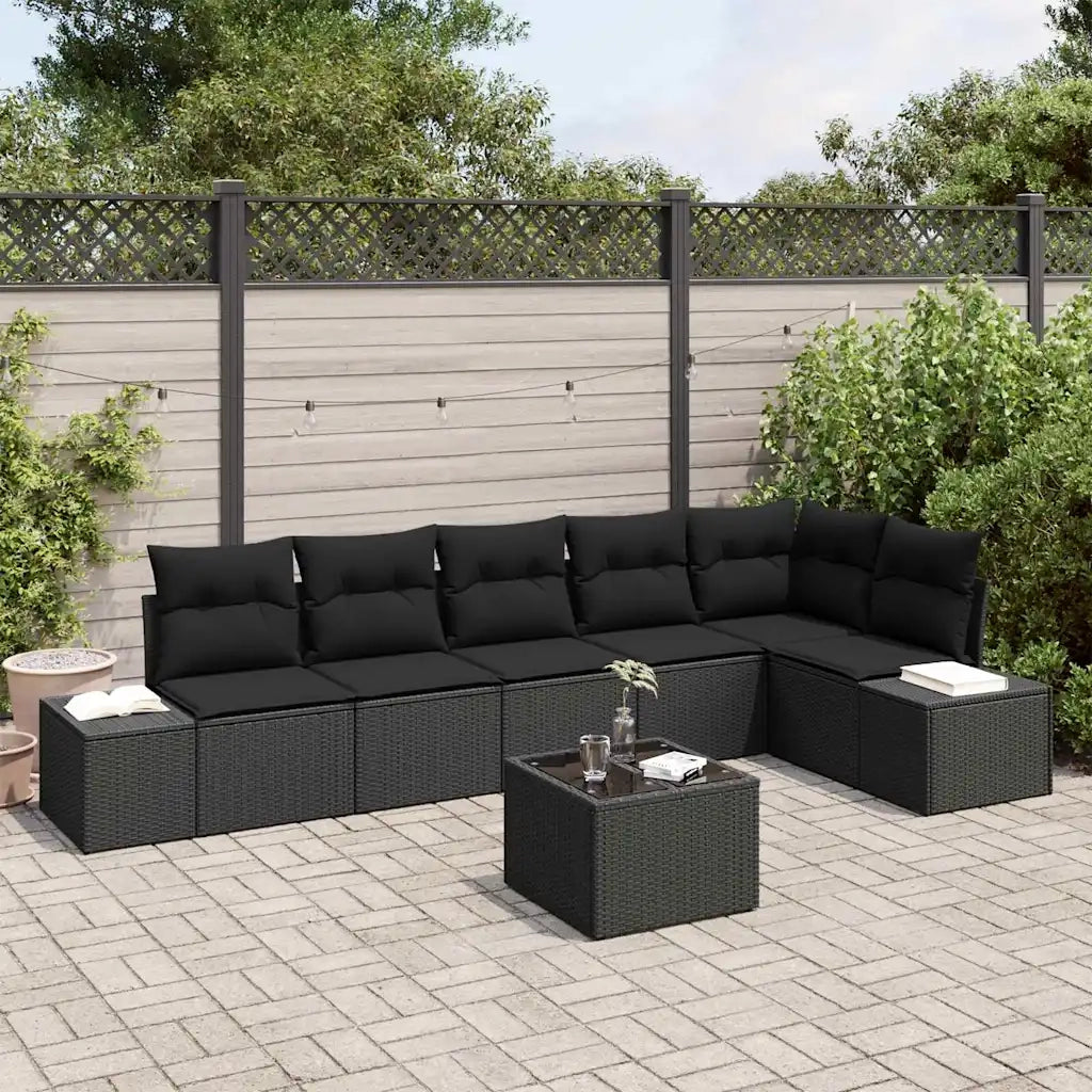 Set Divano da Giardino con archiviazione Nero polyrattan 3355762