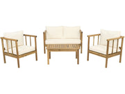 Set di mobili da giardino in legno "Milano" con cuscini - 4 posti - Beige