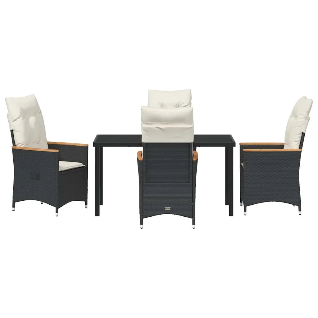 Set da Pranzo per Giardino con cuscino 5 pcs Nero polyrattan 3379606