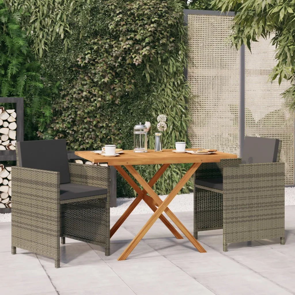 Set da Pranzo per Giardino 3 pz con Cuscini Grigio 3094303