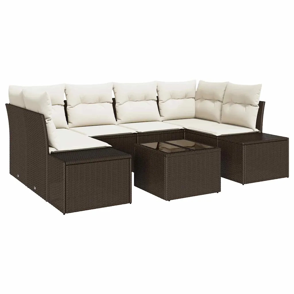 Set Divano da Giardino con cuscino 7 pcs Marrone polyrattan 3346958