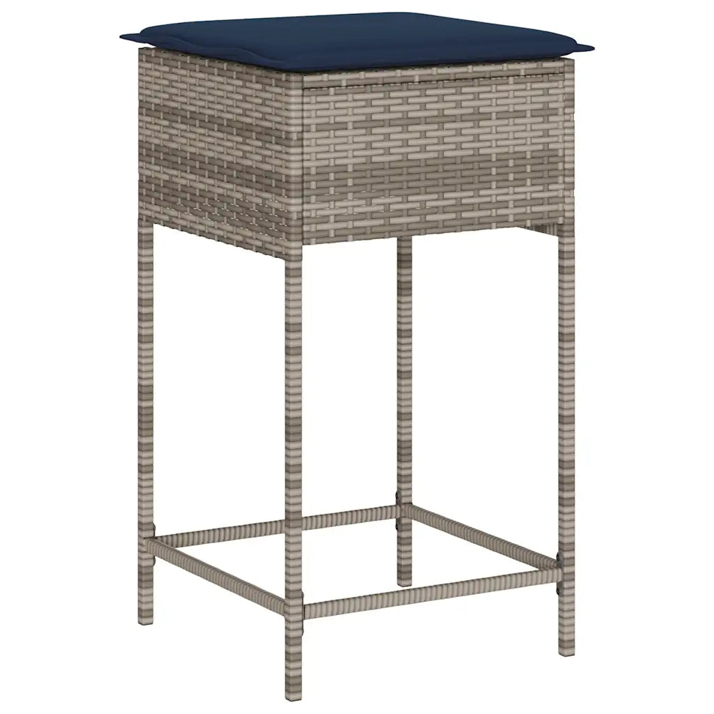 Sgabelli da giardino con Cuscini 2 pz in Polyrattan Grigio 368324
